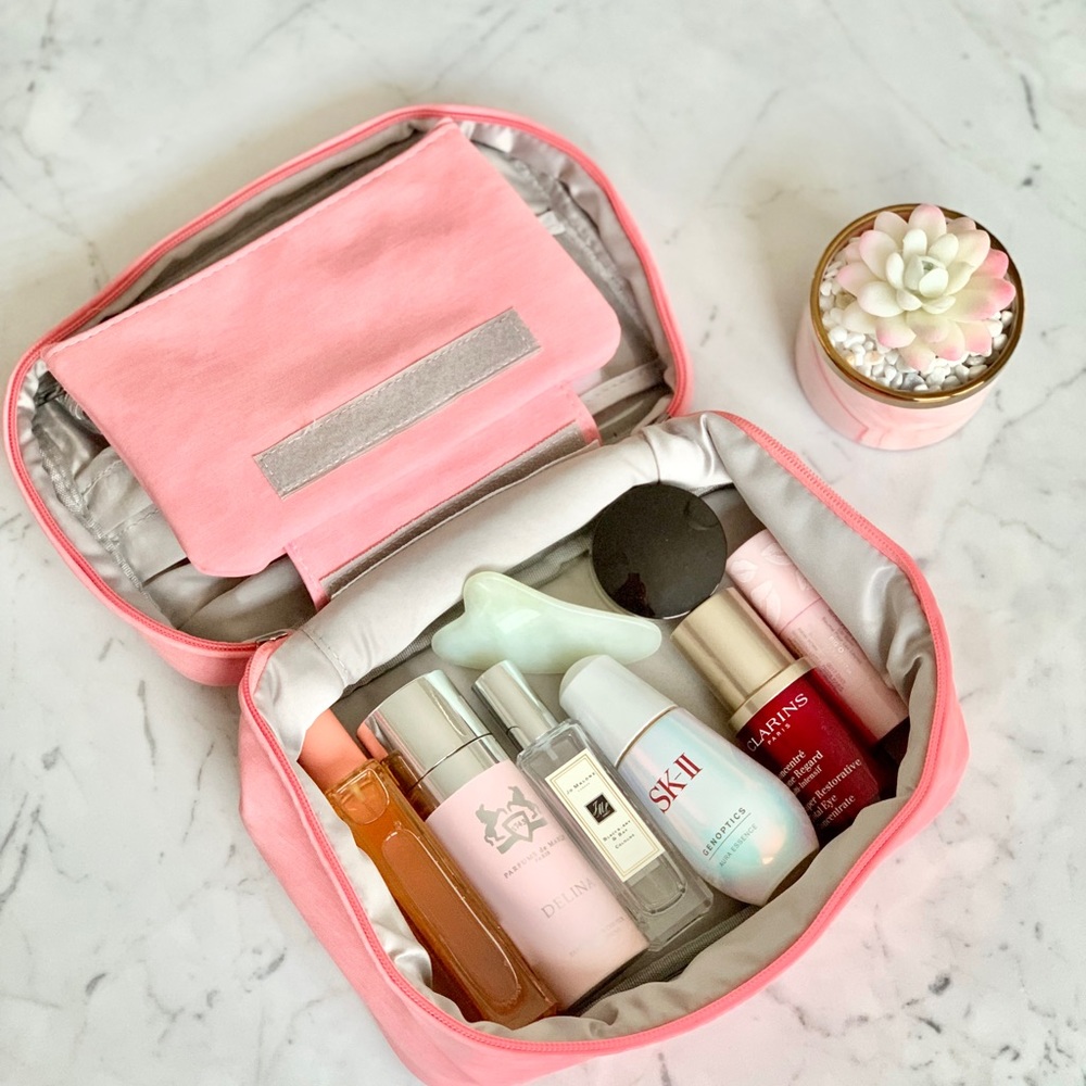 Brand New Pink Vegan Leather Make-up Toiletry Case